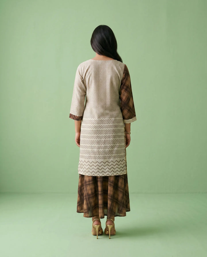 Brown Printed Viscose Blended Maxi Dress