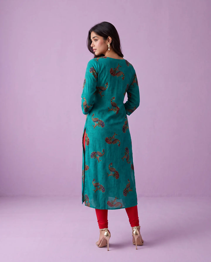 Rama Embroidered Rayon Straight cut Long Kurta