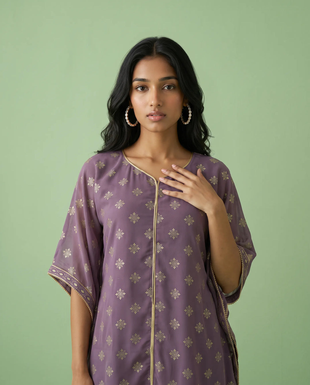 Purple Printed Georgette Kaftan
