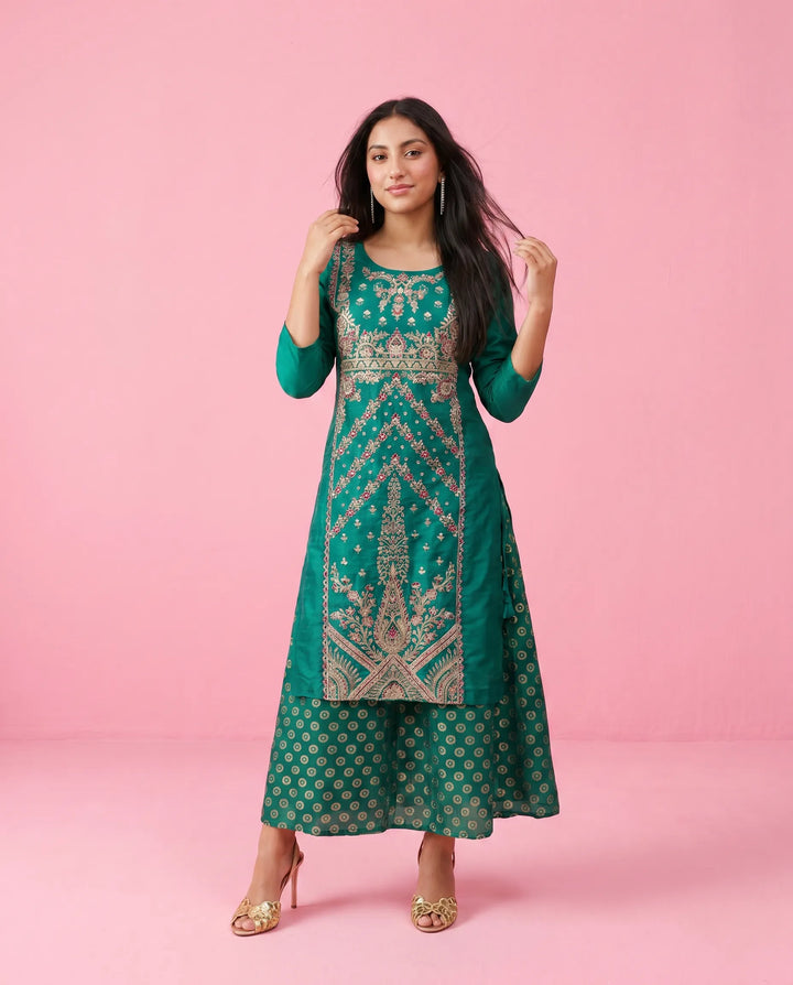 Rama Embriodered Silk Blended Maxi Dress