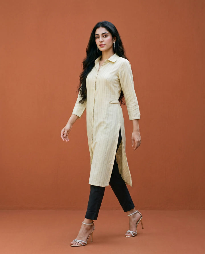Lemon Printed Straight cut Long Kurta