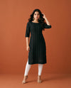 Black Embroidered Cotton Straight cut Long Kurta