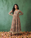 Multi-Colour Printed Silk Blended Maxi Dress