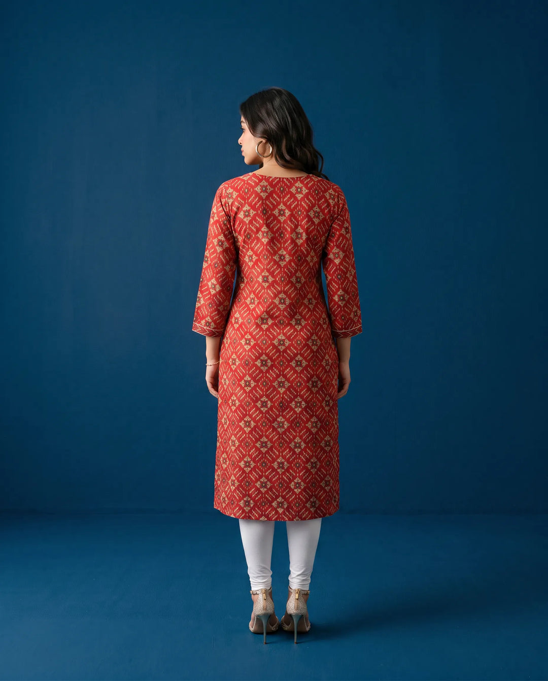 Maroon Printed Viscose Blended Straight cut Long Kurta