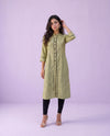 Olive Solid Rayon Blended Straight cut Long Kurta