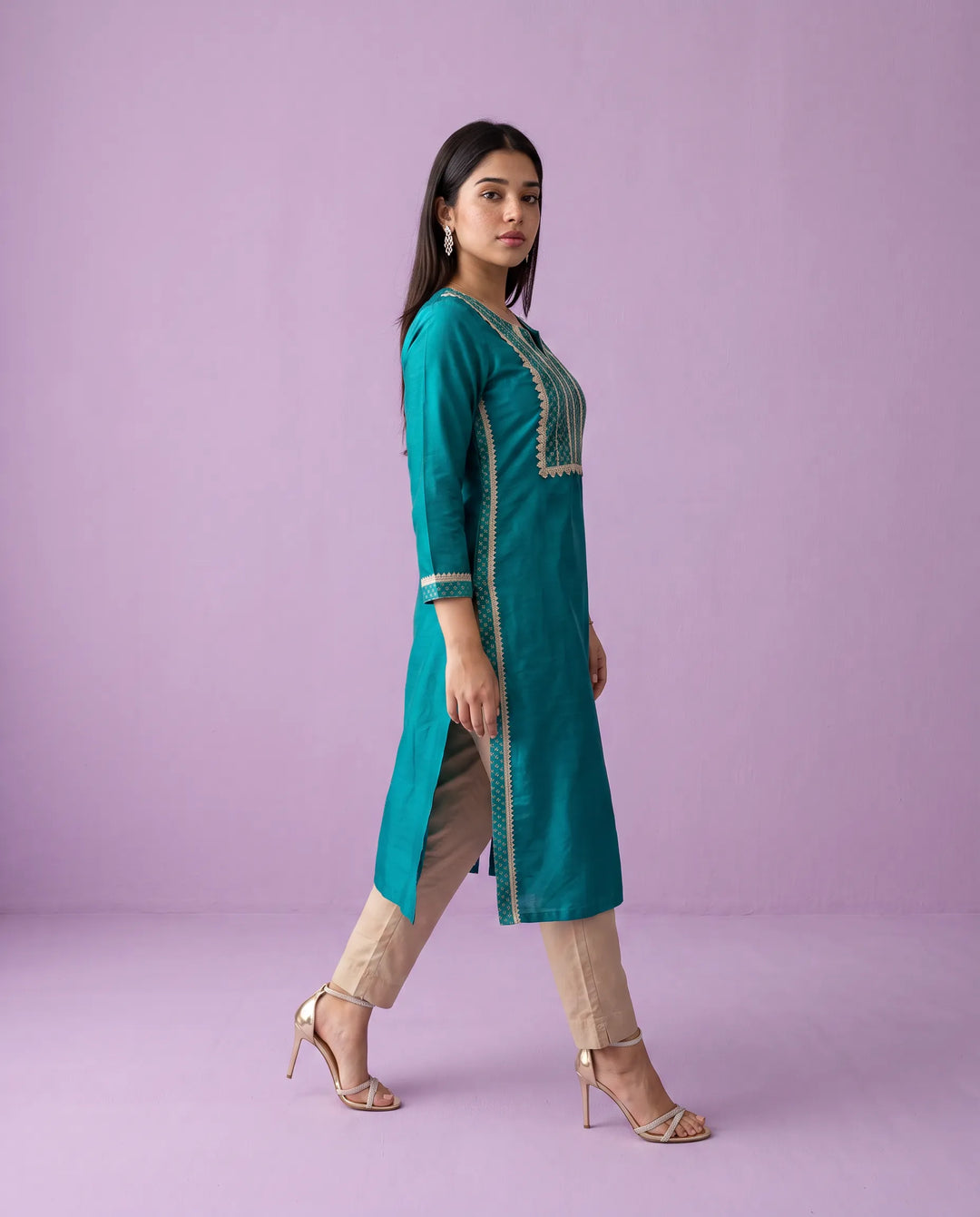 Rama Printed Silk Blended Straight cut Long Kurta