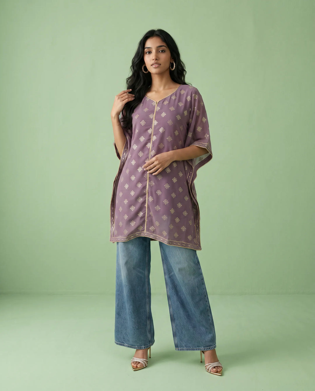 Purple Printed Georgette Kaftan