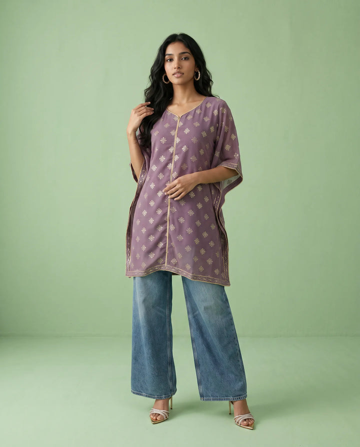 Purple Printed Georgette Kaftan