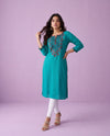 Rama Embroidered Cotton Straight cut Long Kurta