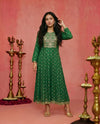 Green Embriodered Rayon Maxi Dress