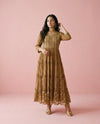 Brown Printed Georgette Maxi Dress