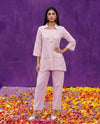 Pink Embroidered Cotton Satin Co-Ord Set