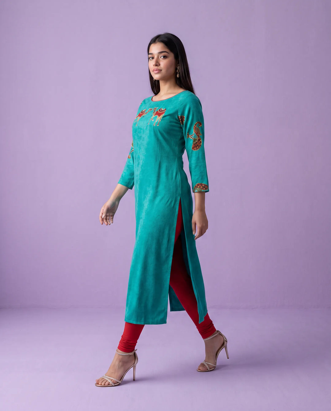 Rama Embroidered Rayon Straight cut Long Kurta