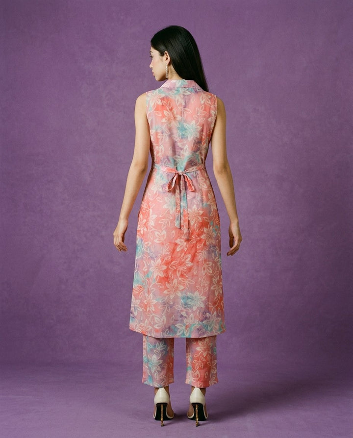 Pink Printed Viscose Blended Co-Ord Set
