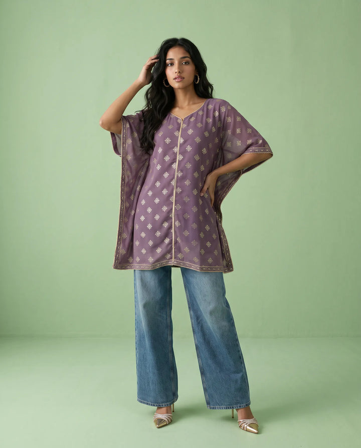 Purple Printed Georgette Kaftan