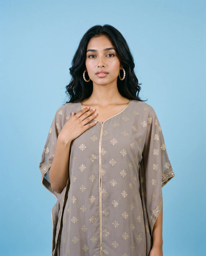 Grey Printed Georgette Kaftan