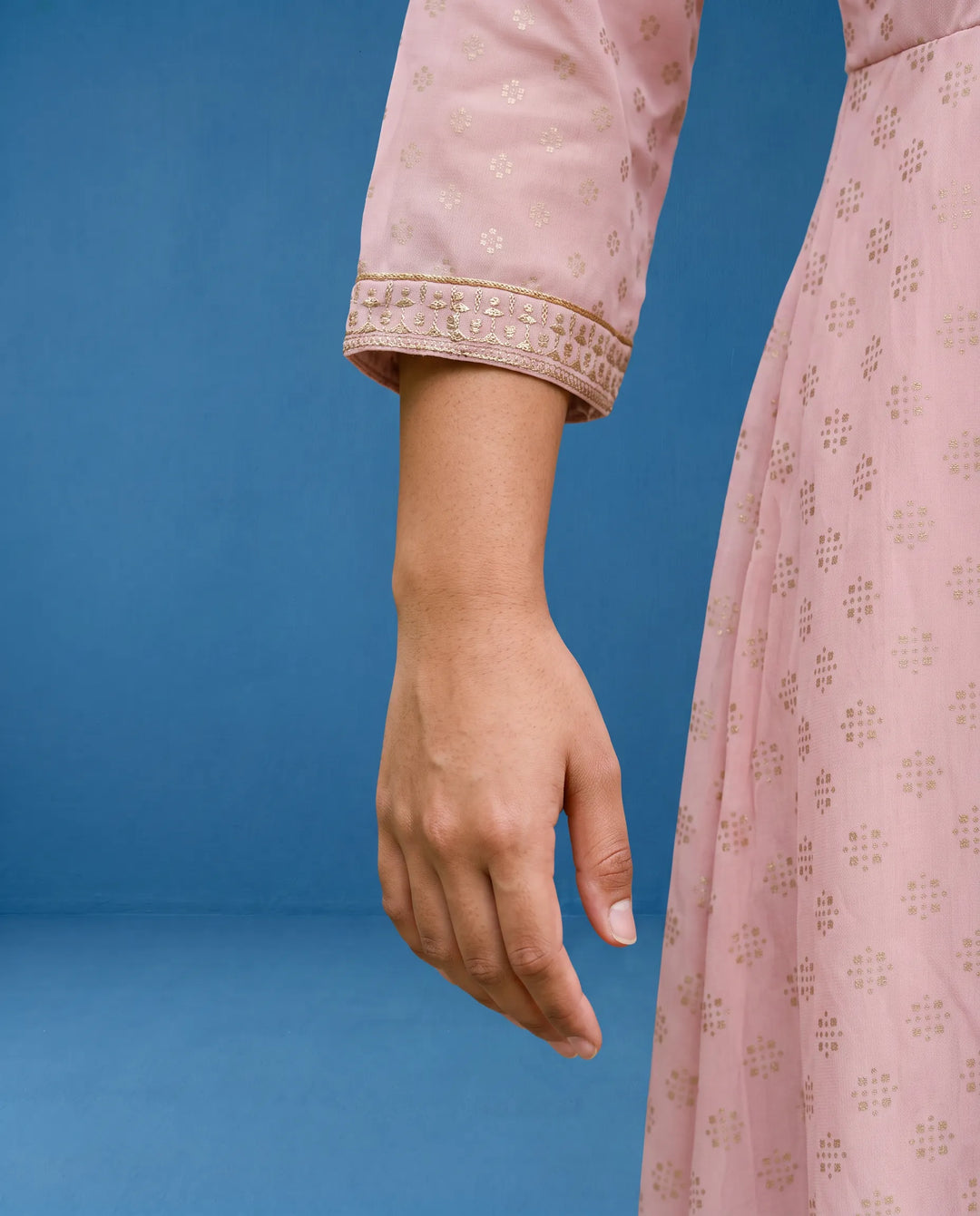 Pink Embroidered Georgette Maxi Dress