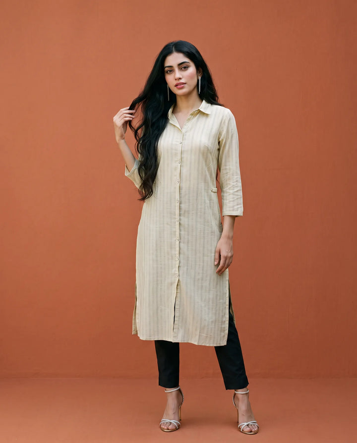 Lemon Printed Straight cut Long Kurta