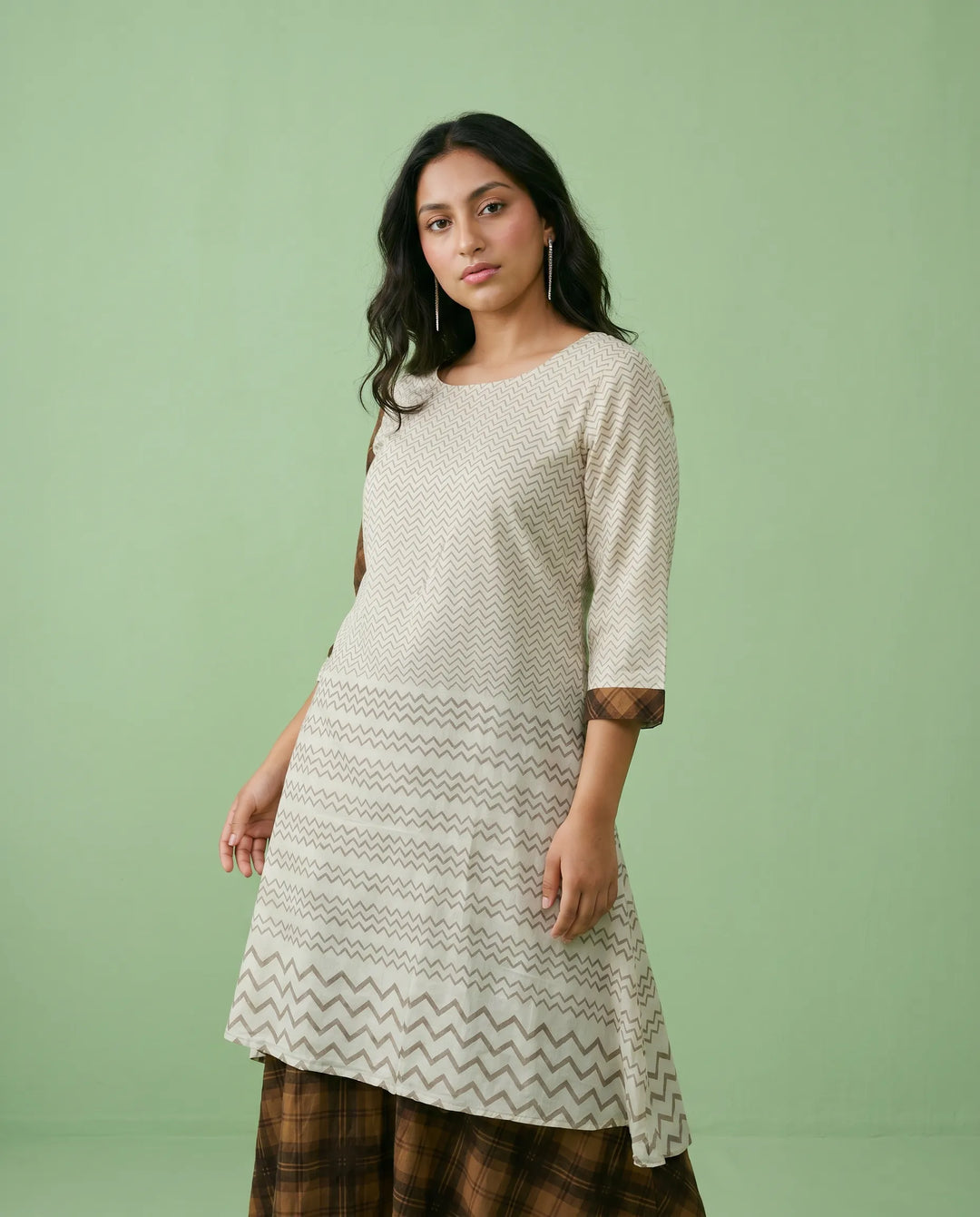 Brown Printed Viscose Blended Maxi Dress