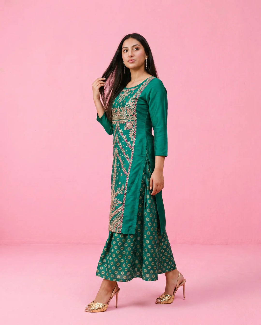 Rama Embriodered Silk Blended Maxi Dress
