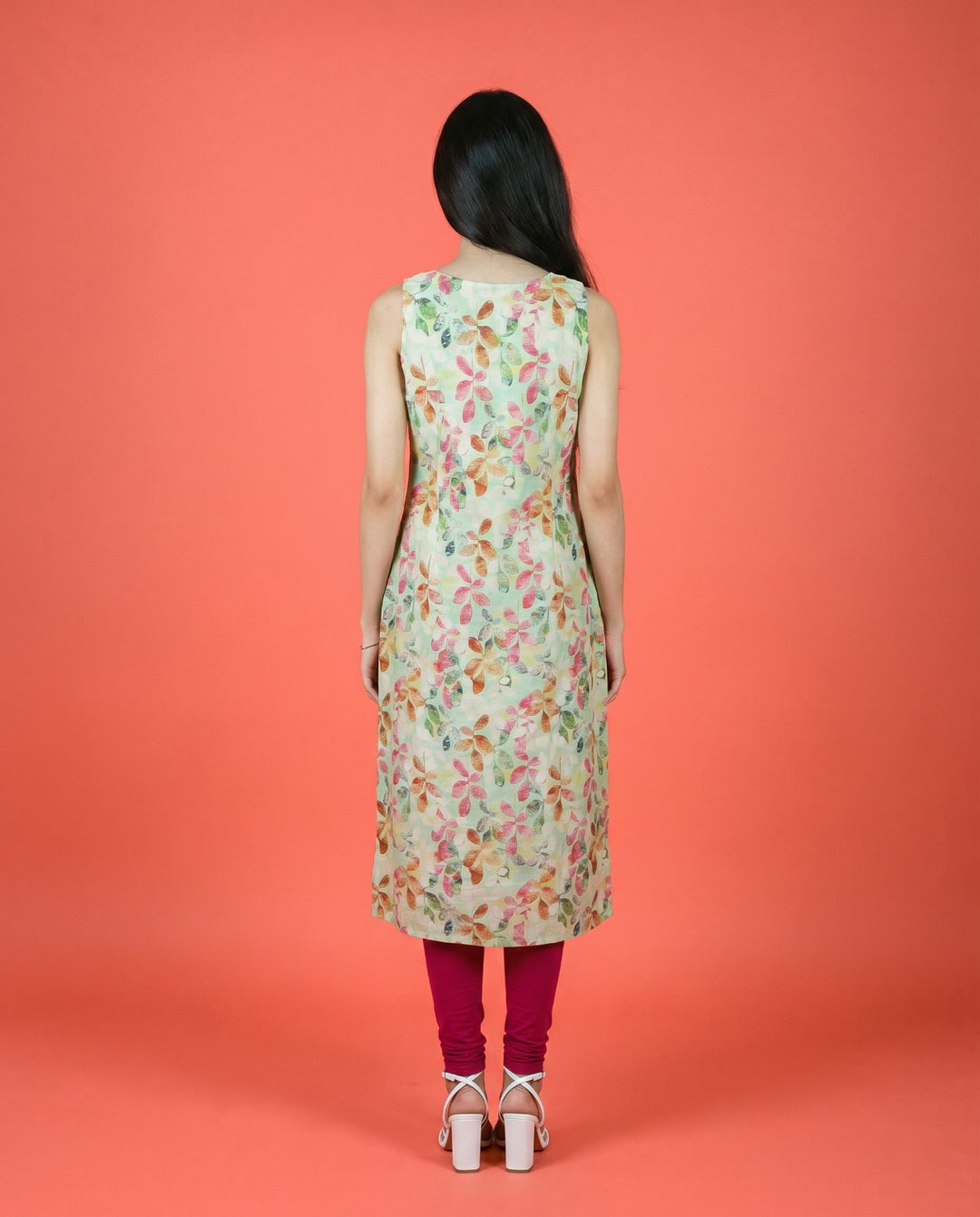 Multi Colour Viscose Blended Sleeveless Straight cut Long Kurta