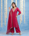 Magenta Embriodered Silk Blended Kurta Bottom Dupatta Set