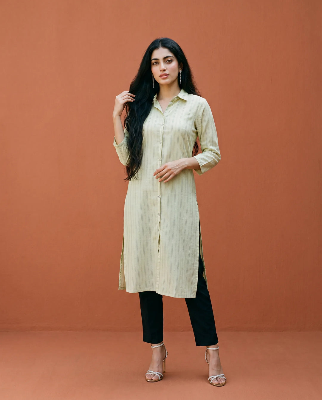 Lemon Printed Straight cut Long Kurta