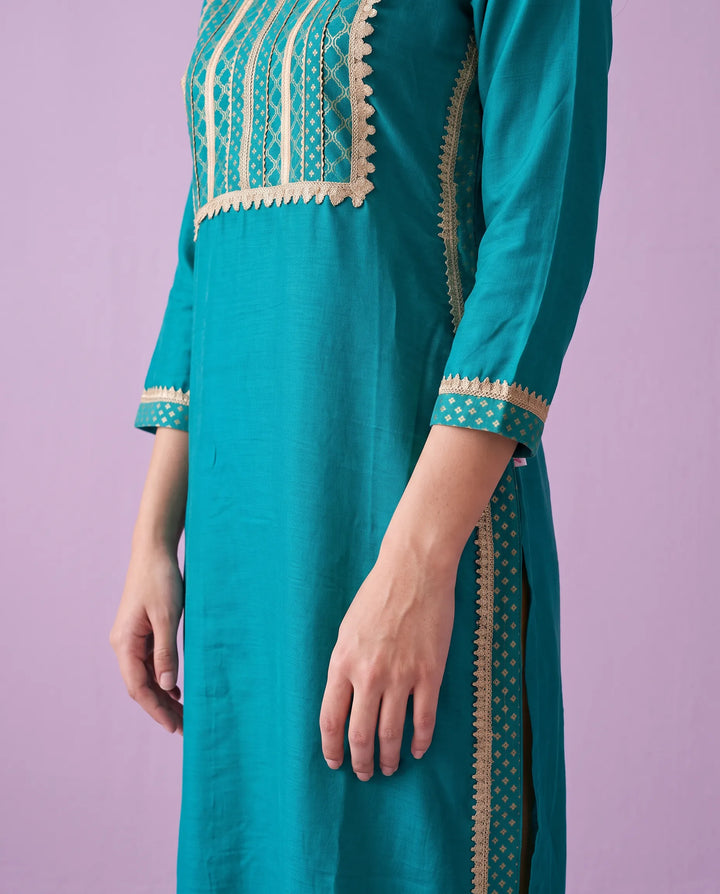 Rama Printed Silk Blended Straight cut Long Kurta