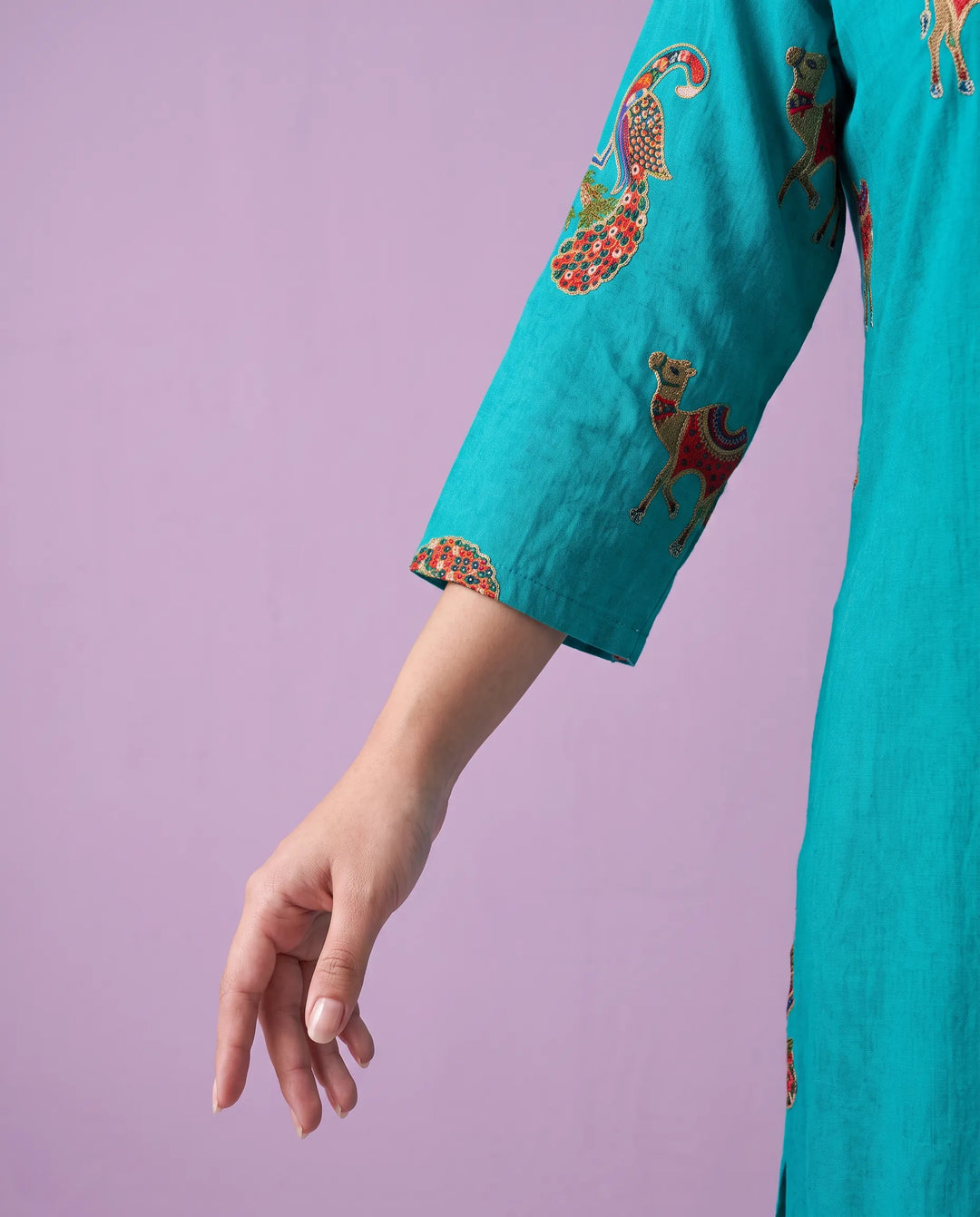 Rama Embroidered Rayon Straight cut Long Kurta