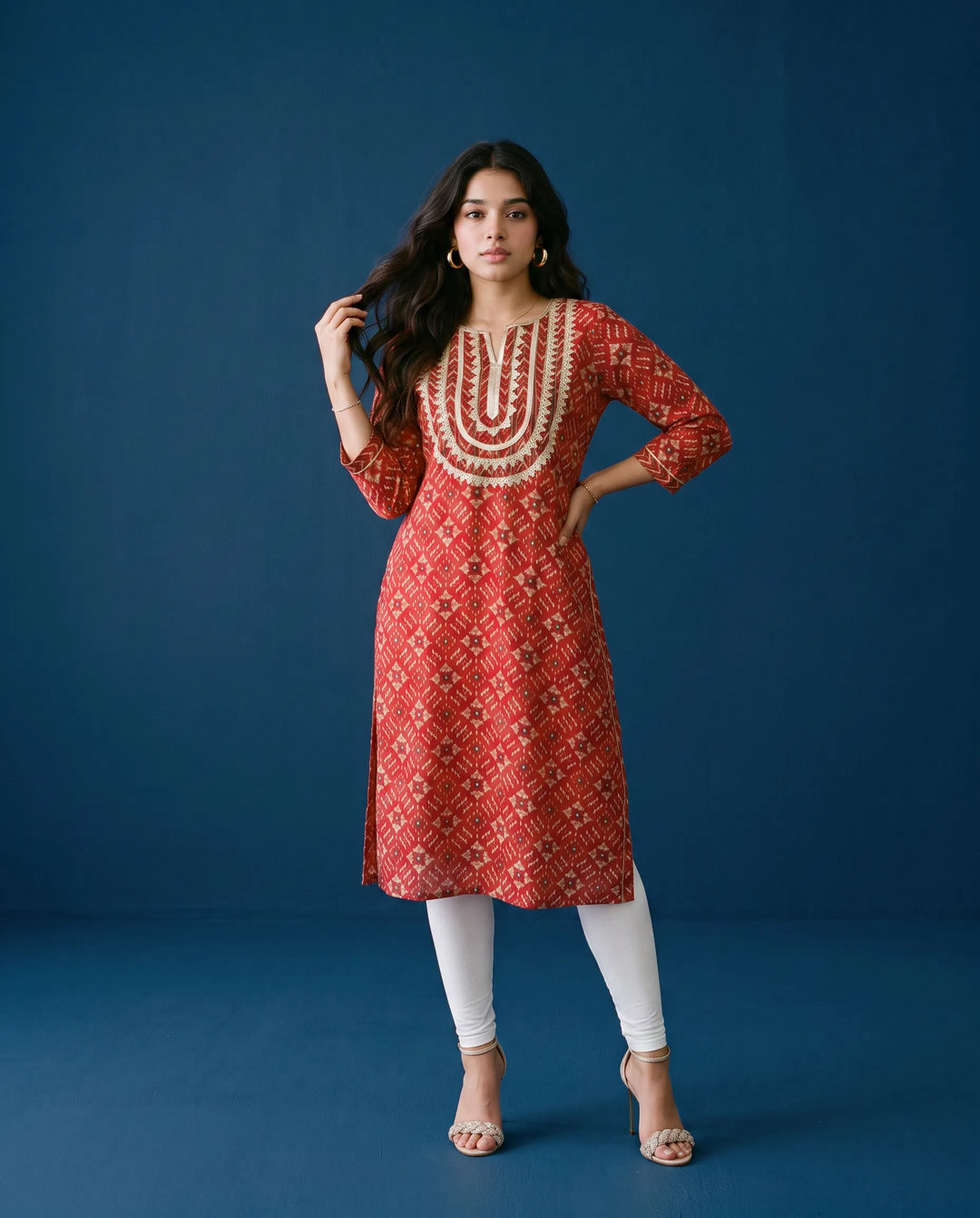 Maroon Printed Viscose Blended Straight cut Long Kurta