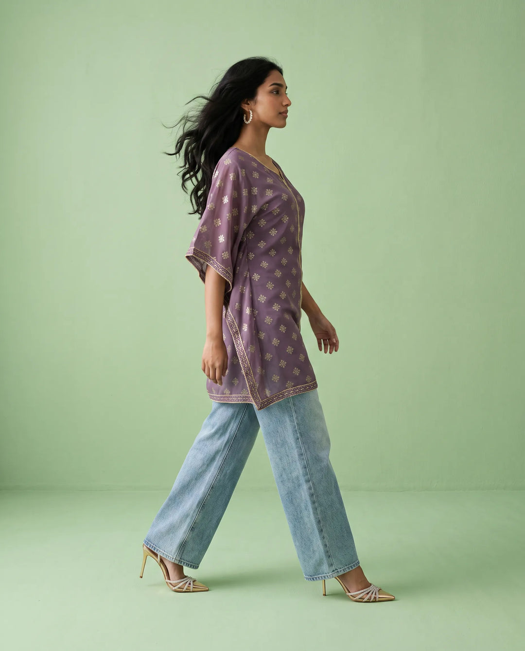 Purple Printed Georgette Kaftan