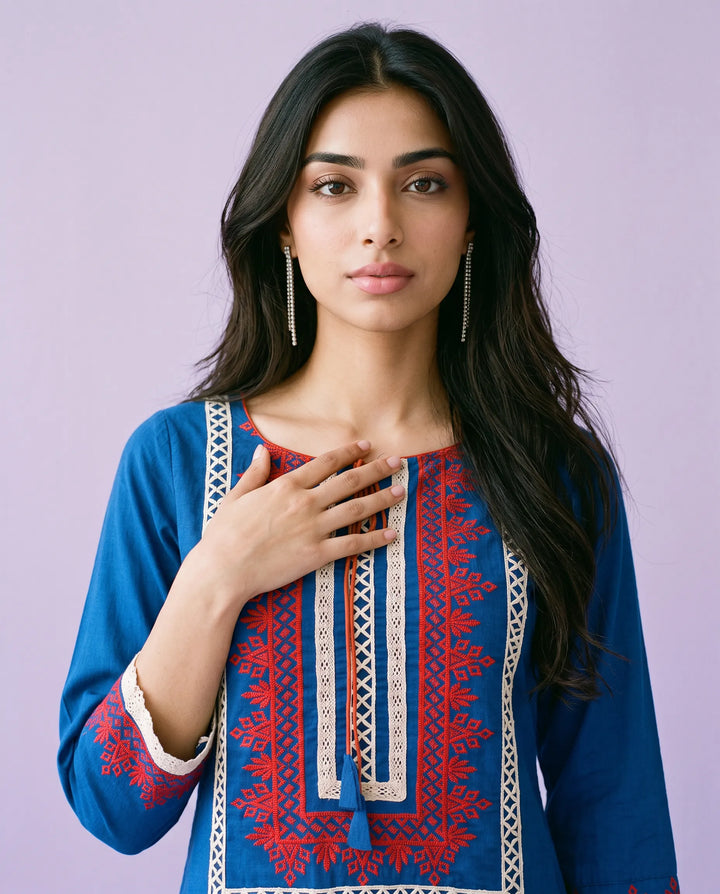 Royal Embroidered Rayon Straight cut Long Kurta