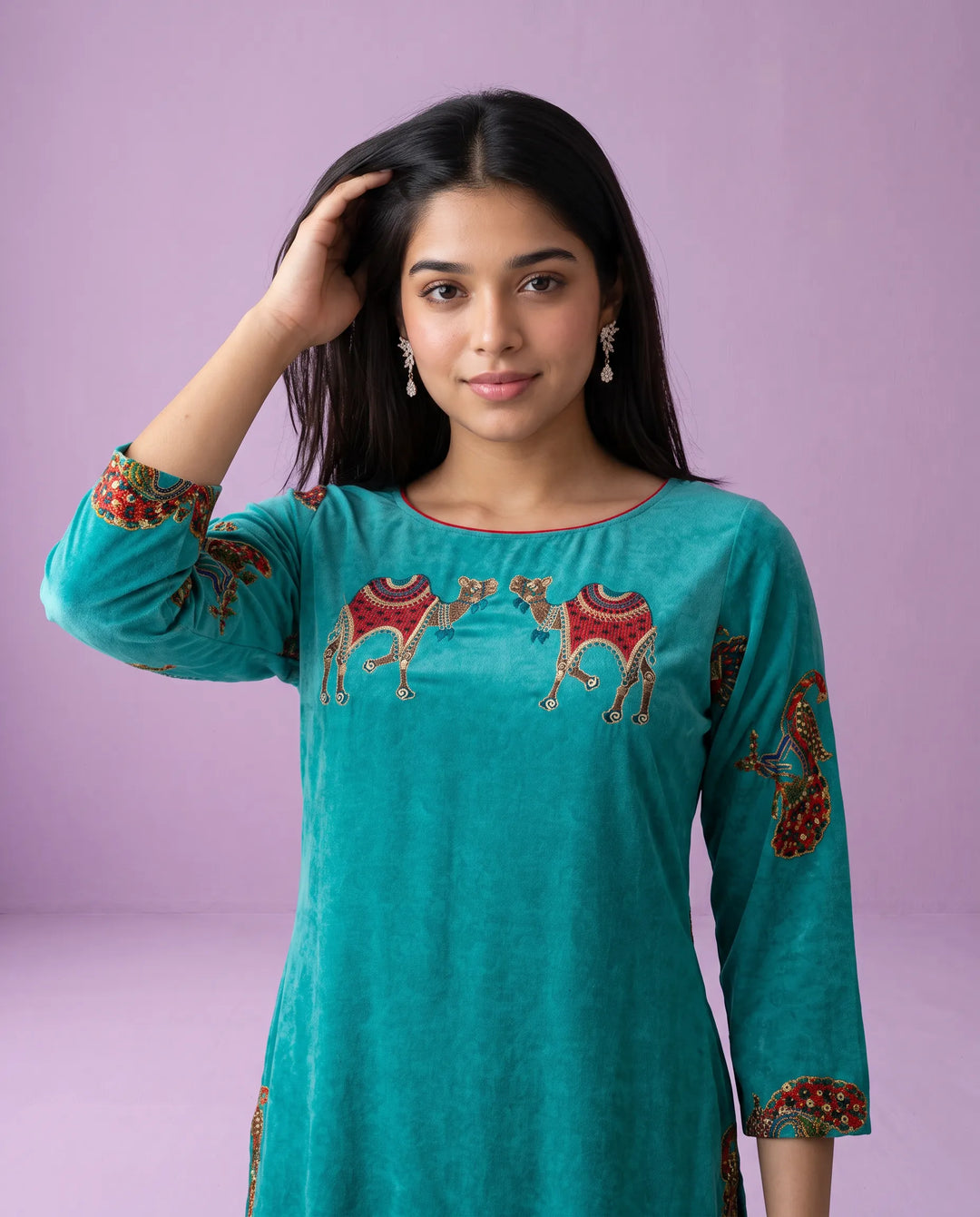Rama Embroidered Rayon Straight cut Long Kurta
