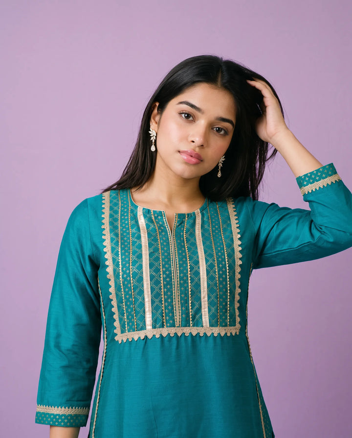 Rama Printed Silk Blended Straight cut Long Kurta
