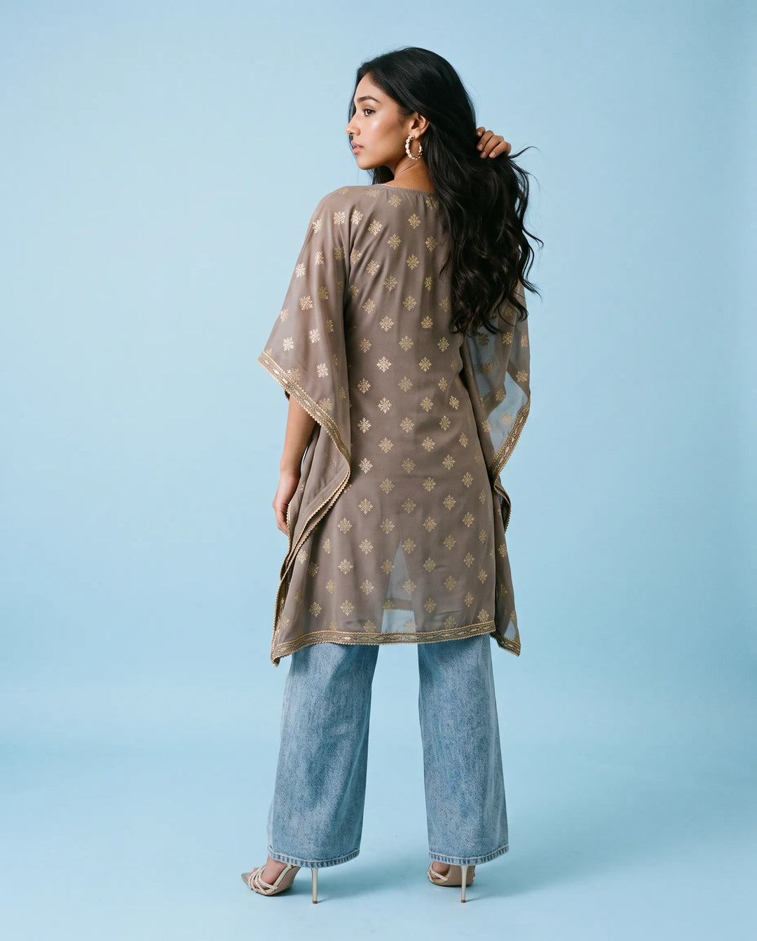 Grey Printed Georgette Kaftan