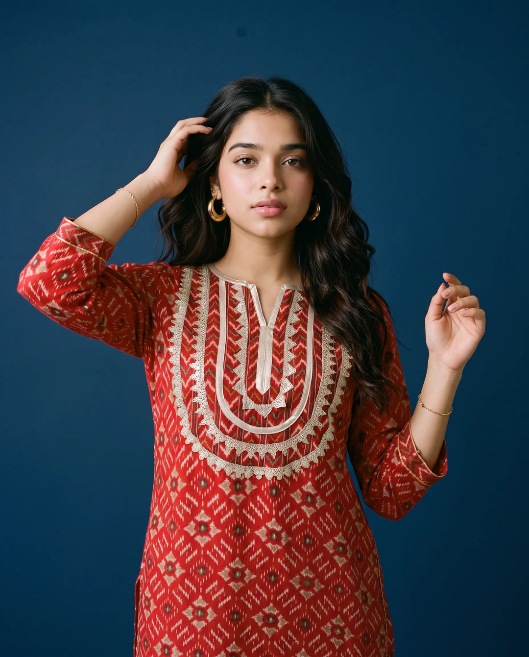 Maroon Printed Viscose Blended Straight cut Long Kurta