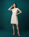 Cream Embroidered Cotton Midi Dress