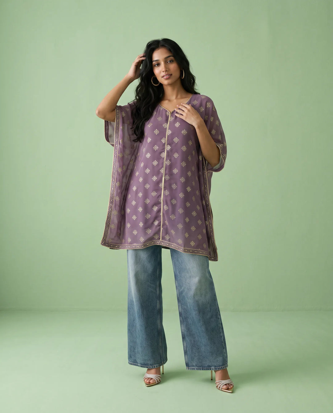 Purple Printed Georgette Kaftan