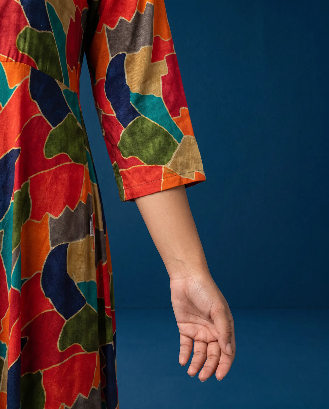 Multi Colour Printed Rayon Maxi Dress