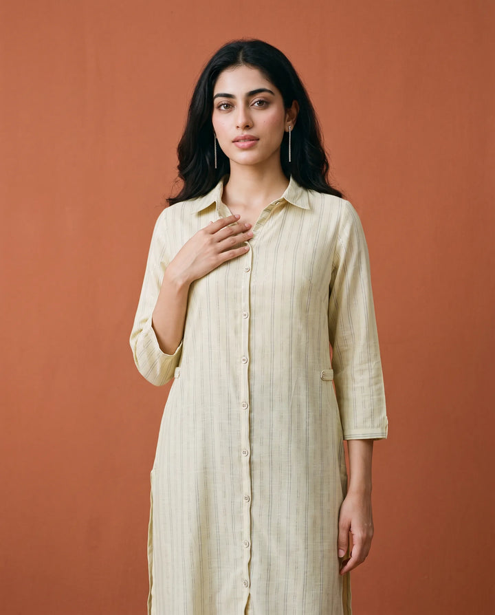 Lemon Printed Straight cut Long Kurta