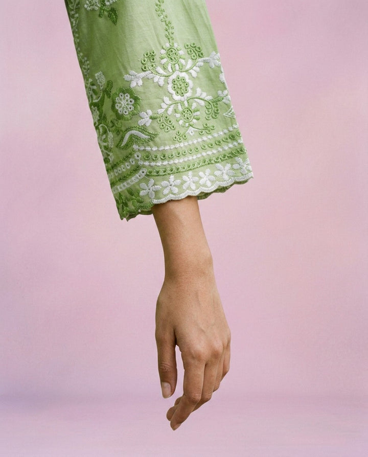 Pista Embroidered Cotton Satin Co-Ord Set