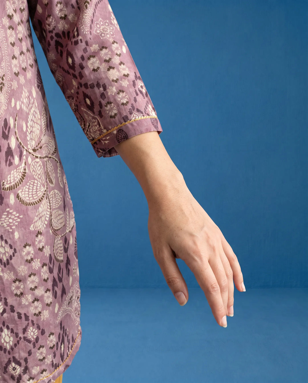 Purple Printed Cotton Short Kurti
