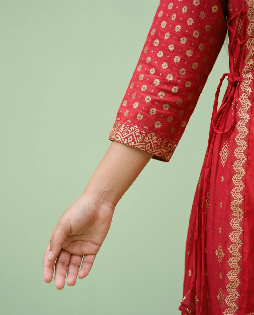 Red Printed Viscose Blended Maxi Dress