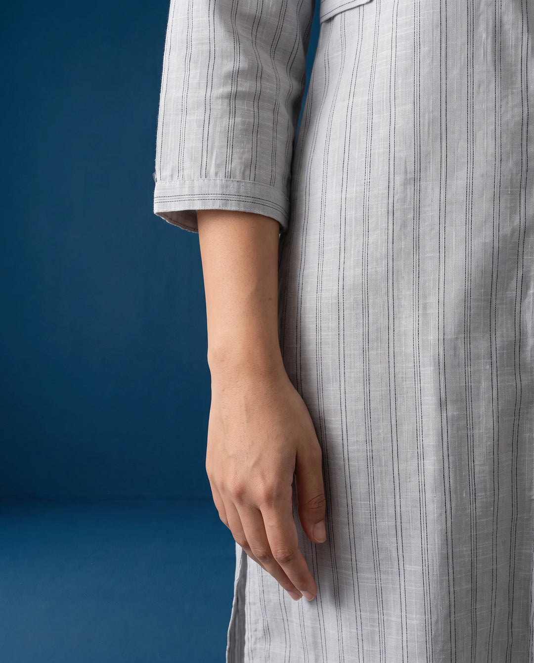Grey Printed Straight cut Long Kurta