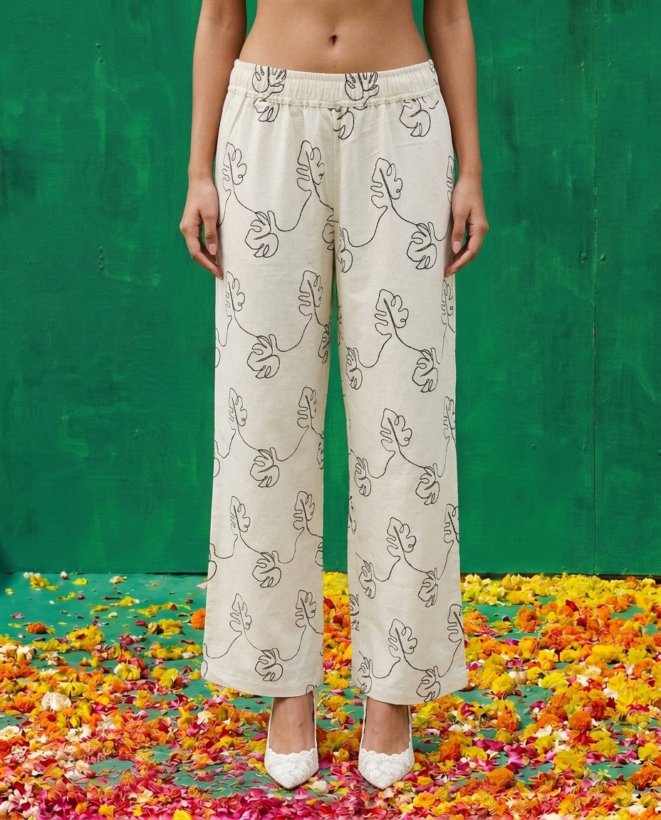 White Printed Cotton Kurta Bottom Dupatta Set