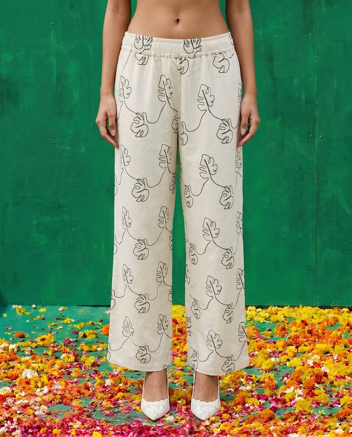 White Printed Cotton Kurta Bottom Dupatta Set