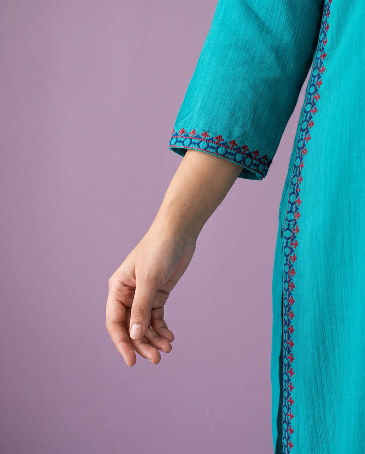 Rama Embroidered Cotton Straight cut Long Kurta
