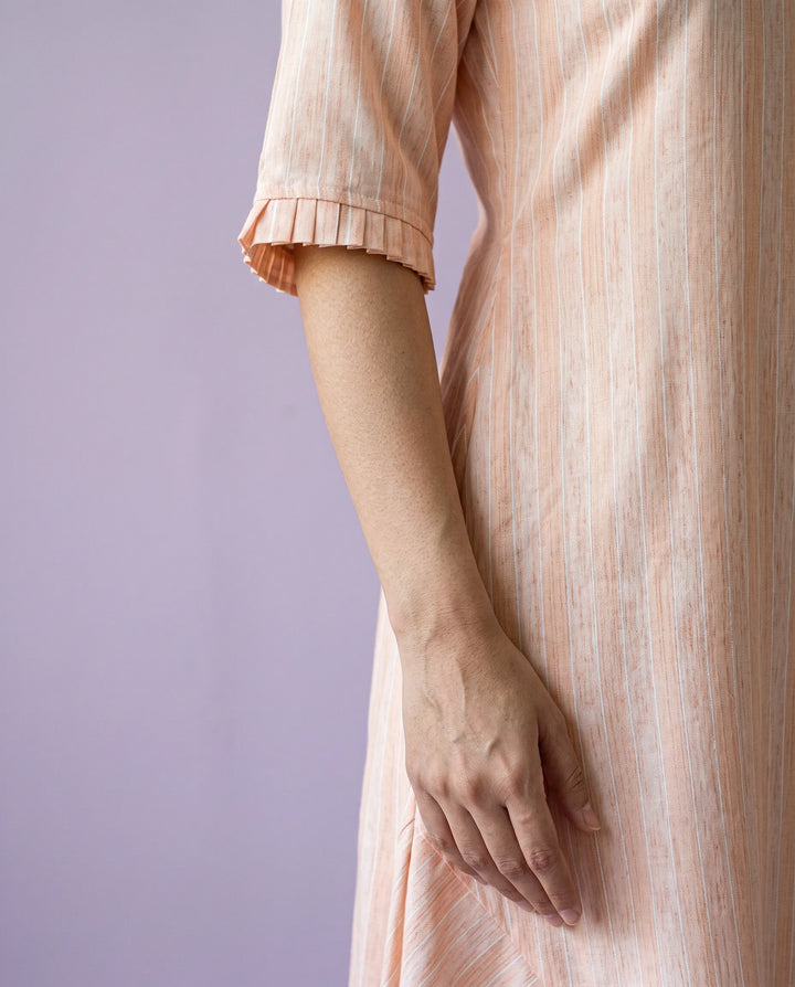 Peach Printed Cotton Maxi Dress