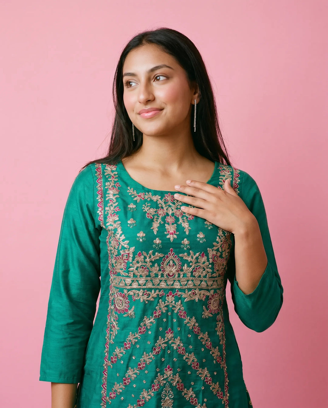 Rama Embriodered Silk Blended Maxi Dress