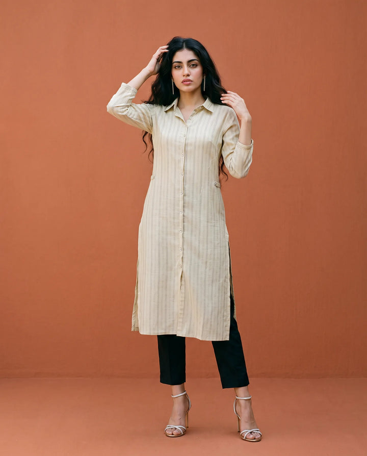 Lemon Printed Straight cut Long Kurta